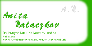 anita malaczkov business card